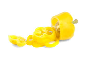 Fototapeta na wymiar yellow sliced pepper isolated on white background