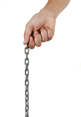 boy's hand holding a chain