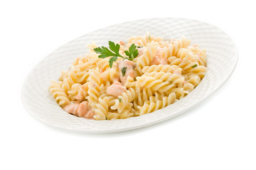 Pasta Panna e Salmone - Isolated