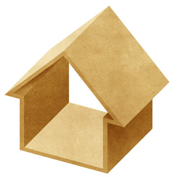 House 3D icon recycled papercraft on white background