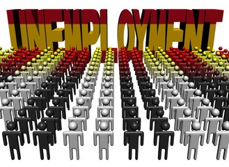 people with unemployment Spanish flag text illustration