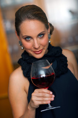 attractive woman with wine