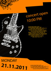vector music poster with guitar