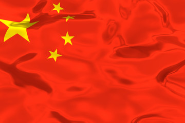 China waving Flag close up 3d render