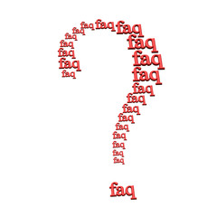 FAQ concept - red question mark 3d