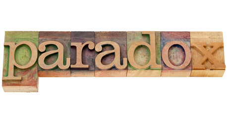 paradox word in letterpress type
