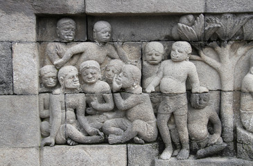 Borobudur,scénes sculptées