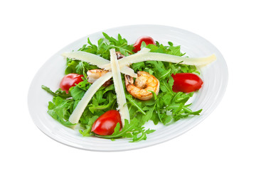 Salad from eruca and shrimps