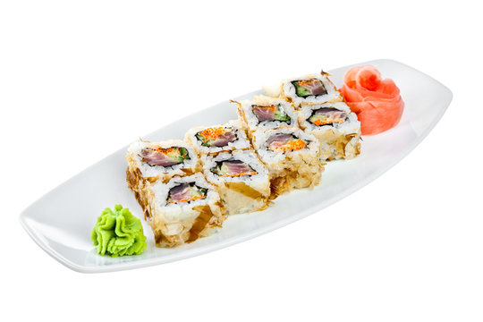 Sushi (Roll Kazuma) on a white background