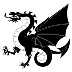 Silhouette of standing heraldic dragon