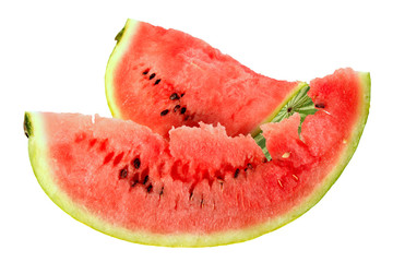Two red slice of ripe watermelon