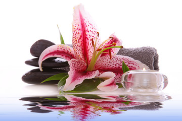 lily and spa stone in water © Swetlana Wall