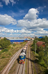 Industrial landscape with a train