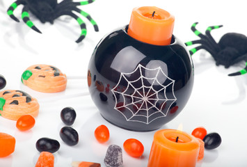 Halloween candy and candles