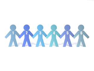 Paper Chain Figures Linked Providing A Barrier With The Numbers