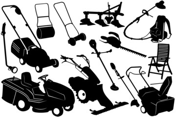 Naklejka premium Illustration of gardening tools and equipment