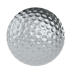 A Golf Ball of silver. Isolated.