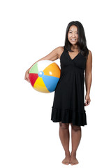 Asian Woman Holding Beachball