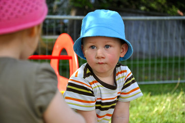 Boy looking at the girl