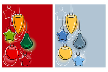 Background with Christmas balls. Two variants of color.