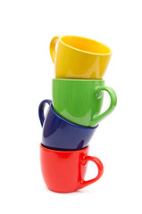Multicolored cups in stack