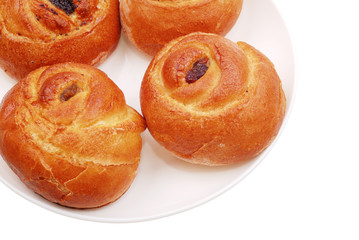 The fresh buns on white