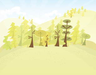 Vector forest cartoon illustration