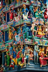 Zelfklevend Fotobehang Sri Mariamman-tempel, de oudste hindoetempel van Singapore © javarman