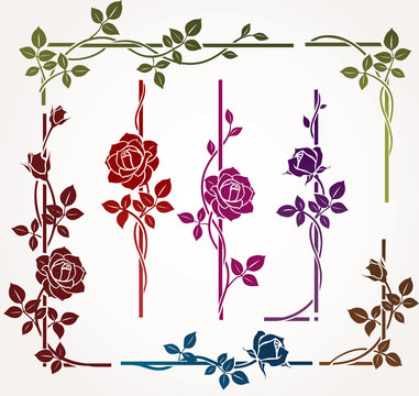 Set of floral elements