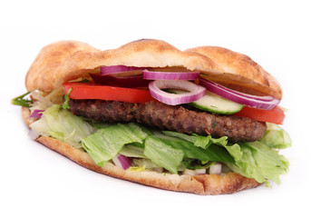 doner kebab sandwich isolated on white