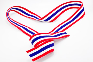 Thailand flag ribbon in heart shape