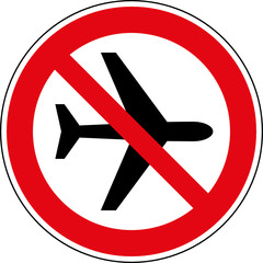 Fototapeta premium Verbotsschild Flugzeug Flugverbot Flugzeuglärm Zeichen