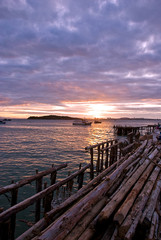 Fototapeta premium Sunrise Construction on the Koh Larn