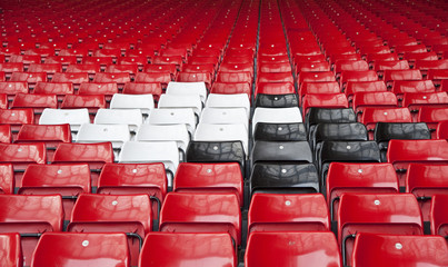 Rows of seats in football sports stadium
