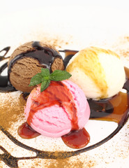 Three scoops of ice cream