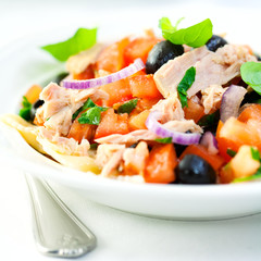 Mediterranean-style tuna salad with fresh tomatoes