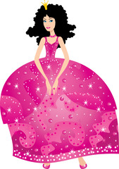 Princess in a pink dress. vector, gradient