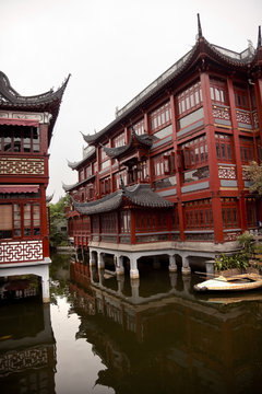 Old Shanghai Buildings Yuyuan Garden Reflections China