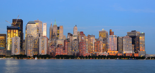 Naklejka premium Panorama of Downtown New York City at the Financial District