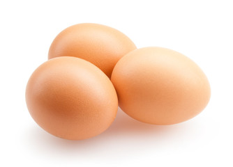 three eggs isolated on white