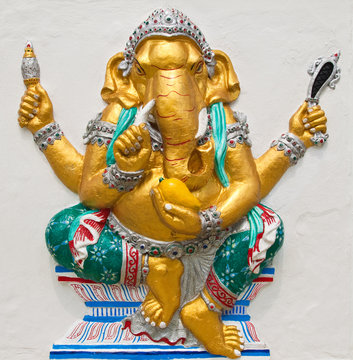 Indian or Hindu ganesha God Named Triaksara Ganapati at temple i