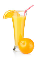 Orange juice in a glass isolated