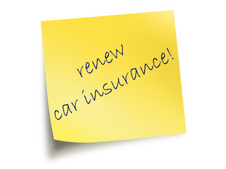 Yellow Post It Note With Text "Car Insurance"