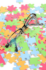 Eye glasses and puzzle