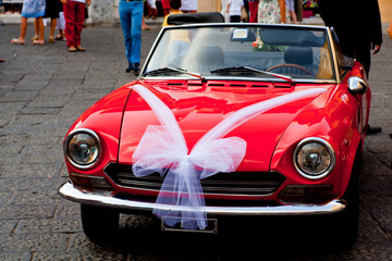 Car decorated for a wedding