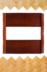 Frame made ​​of bamboo and banners made ​​of wooden squares.