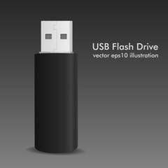 Vector black USB flash drive