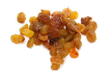 Heap of raisin on a white background