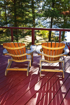 Forest cottage deck and chairs