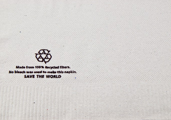 Recycled Tissue shot on white background.